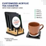 Acrylic Tea Coaster With Stand (4 Tea Coaster) | Best for Corporate Gifting | FeelPrint.in