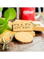 Personalized Dad Engraved Wooden Keychain - Image 3
