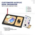 Premium Multipurpose Desk Organizer (with 1 Mobile Stand and 1 Metal Pen) | Best for Corporate Gifting & Branding | FeelPrint.in